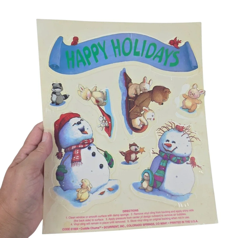 Lot of 9 Color Clings Christmas Window Decorations Reusable Vtg 2000s READ
